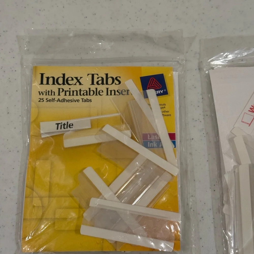 NEW Avery White Index Tabs Bundle with Printable Inserts ~ 2 Packs Included